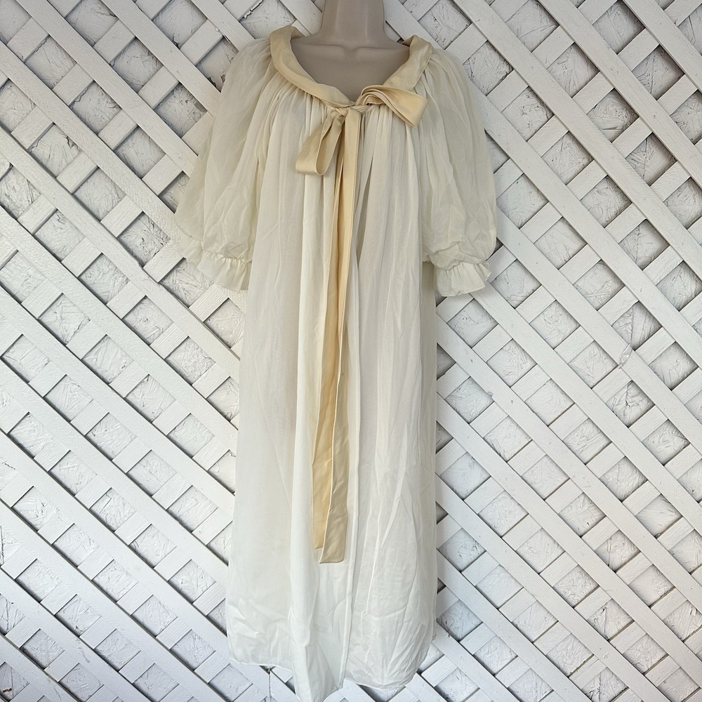 Vintage Laros Dressing Gown Robe Lightweight Chiffon Peignoir Large